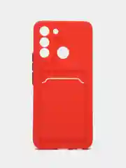 Красный силиконовый чехол для Tecno POP 5 LTE (Техно Поп 5 ЛТЕ), с карманом для карт