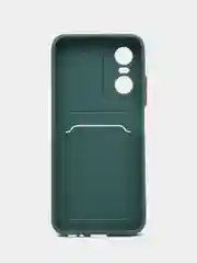 Зеленый силиконовый чехол для Tecno POP 6 Pro (Техно Поп 6 Про), с карманом для карт, прозрачный