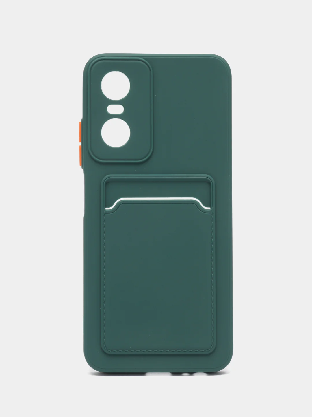 Зеленый силиконовый чехол для Tecno POP 6 Pro (Техно Поп 6 Про), с карманом для карт, прозрачный