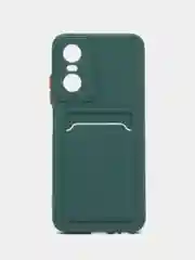 Зеленый силиконовый чехол для Tecno POP 6 Pro (Техно Поп 6 Про), с карманом для карт, прозрачный