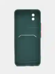 Зеленый силиконовый чехол для Vivo Y02 (Виво у02), с карманом для карт