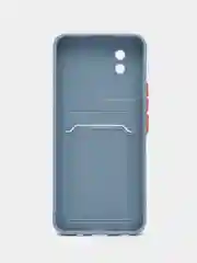 Синий меланж силиконовый чехол для Vivo Y02 (Виво у02), с карманом для карт