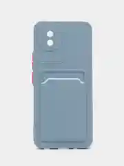 Синий меланж силиконовый чехол для Vivo Y02 (Виво у02), с карманом для карт