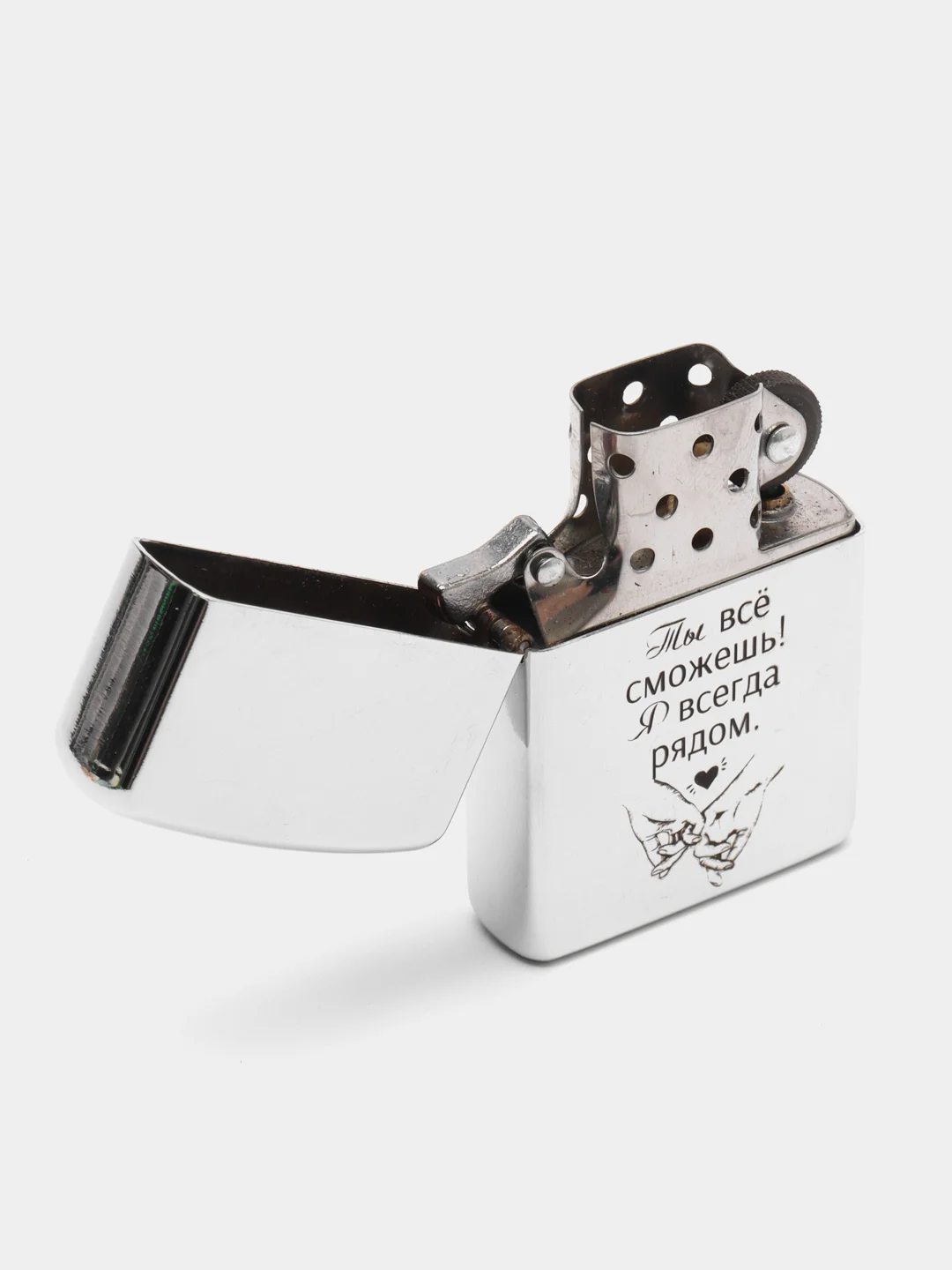 Серебряный зажигалка бензиновая в стиле "Zippo" с лазерной гравировкой