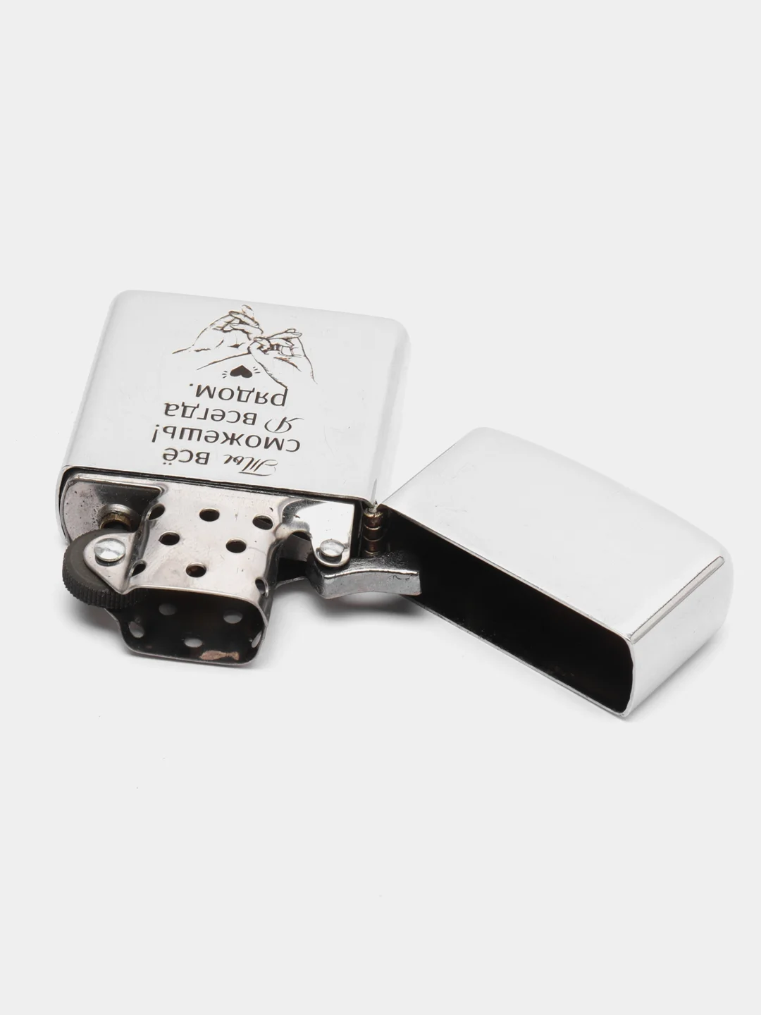 Серебряный зажигалка бензиновая в стиле "Zippo" с лазерной гравировкой