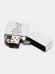 Серебряный зажигалка бензиновая в стиле "Zippo" с лазерной гравировкой