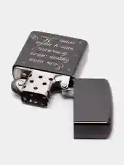 Черный зажигалка бензиновая в стиле "Zippo" с лазерной гравировкой