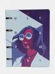 Тетрадь на кольцах со сменным блоком для учебы А5 экокожа, BRAUBERG, Ultraviolet, 112120