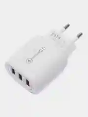 Белый блок питания универсальный, сетевое зарядное устройство 3 USB