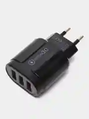 Черный блок питания универсальный, сетевое зарядное устройство 3 USB