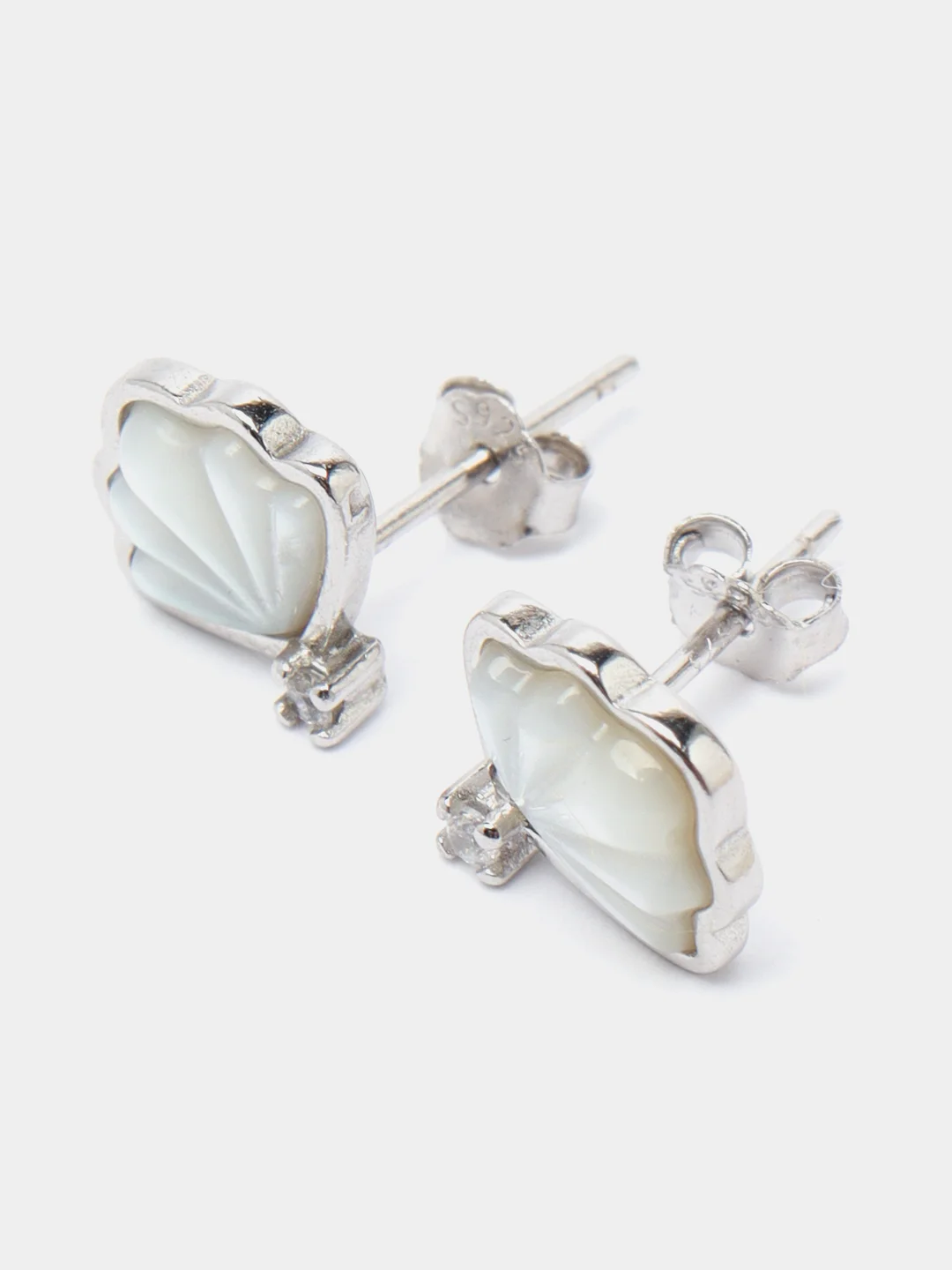 Серебряные серьги-гвоздики "Ракушки", 925 s