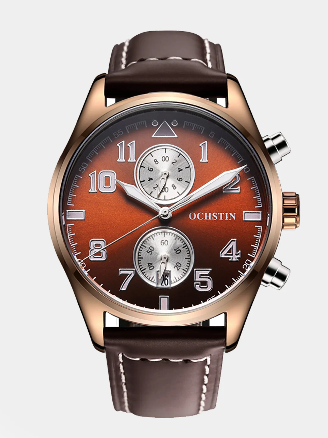Коричневый мужские наручные часы Ochstin 6043A с хронографом в подарочной упаковке