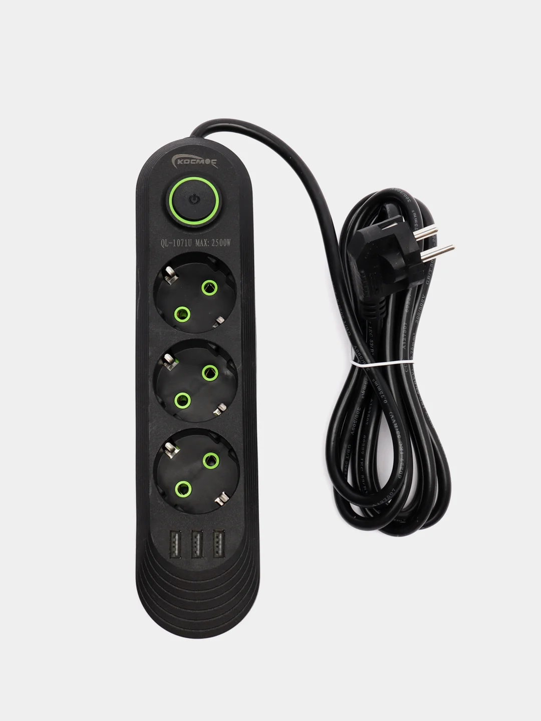 Черный сетевой фильтр, с USB разъемами, 2 м, 3 м, 5 м, удлинитель