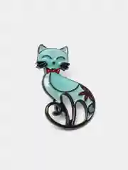 Бирюзовый брошь женская "Кошка", 4 цвета