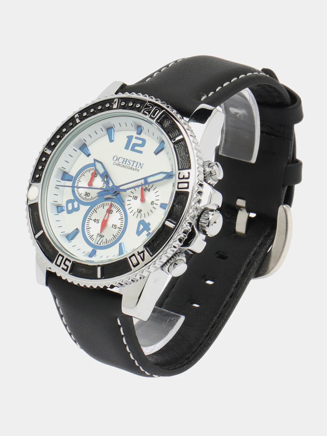 Серебряный мужские наручные часы Ochstin 6045B с хронографом в подарочной упаковке
