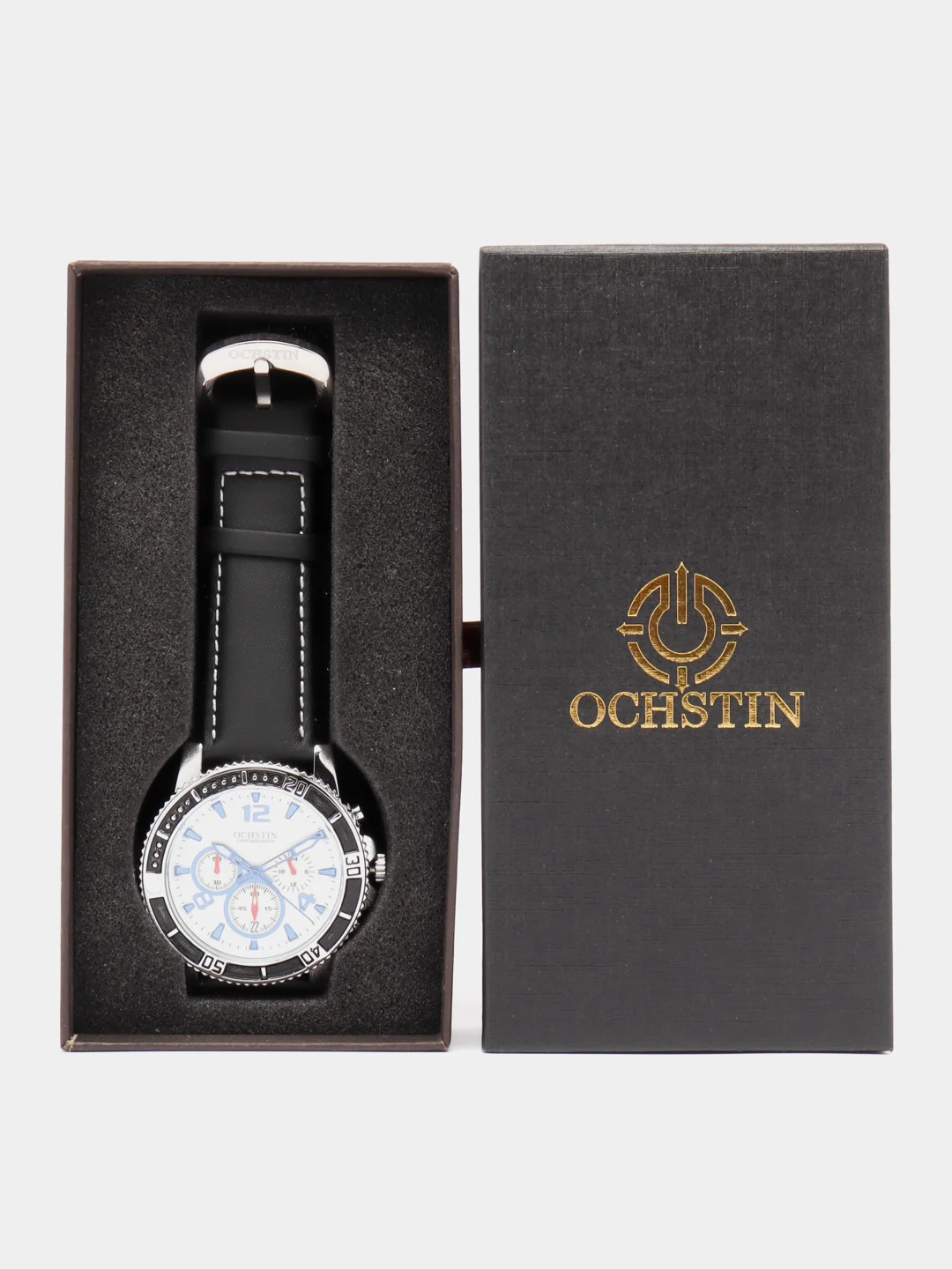 Серебряный мужские наручные часы Ochstin 6045B с хронографом в подарочной упаковке