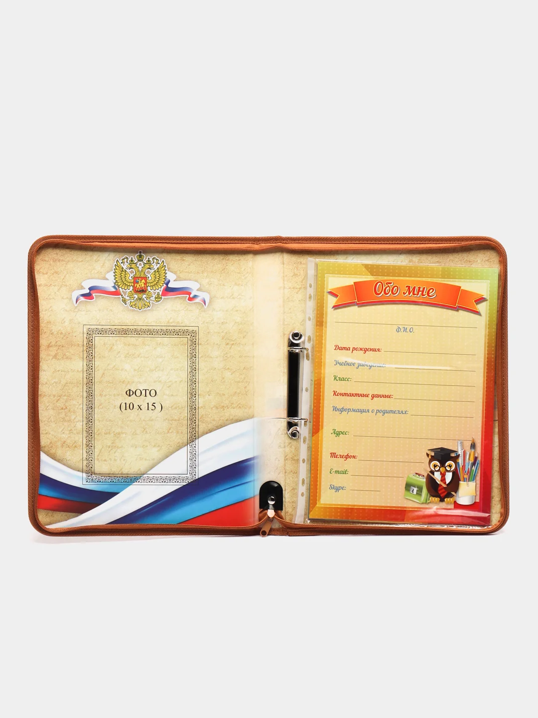 Папка для детского портфолио школьника, ребенка в школу для презентаций Пчелка 8 вкладышей