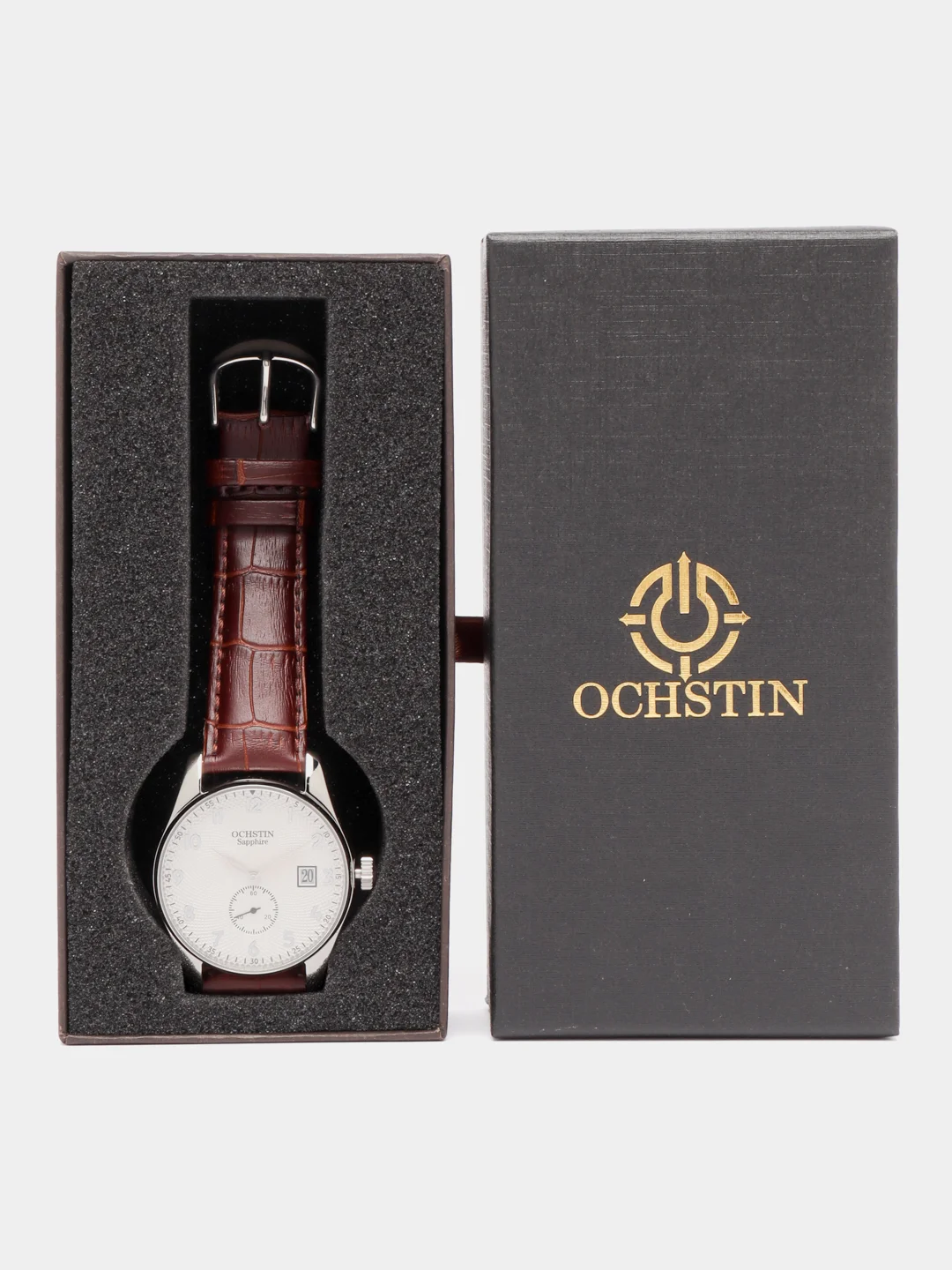 Серый металлик мужские наручные часы Ochstin 6005B в подарочной упаковке