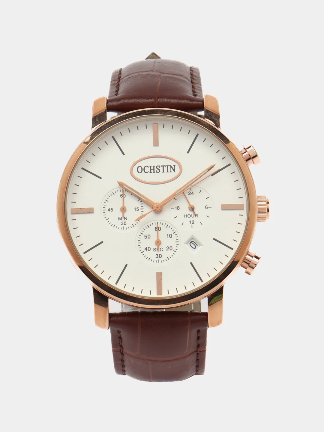 Коричневый мужские наручные часы Ochstin 6066A с хронографом в подарочной упаковке