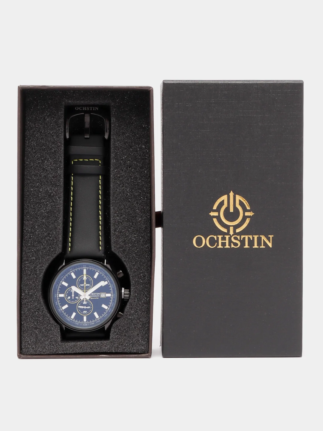 Желтый мужские наручные часы Ochstin 6040 с хронографом в подарочной упаковке