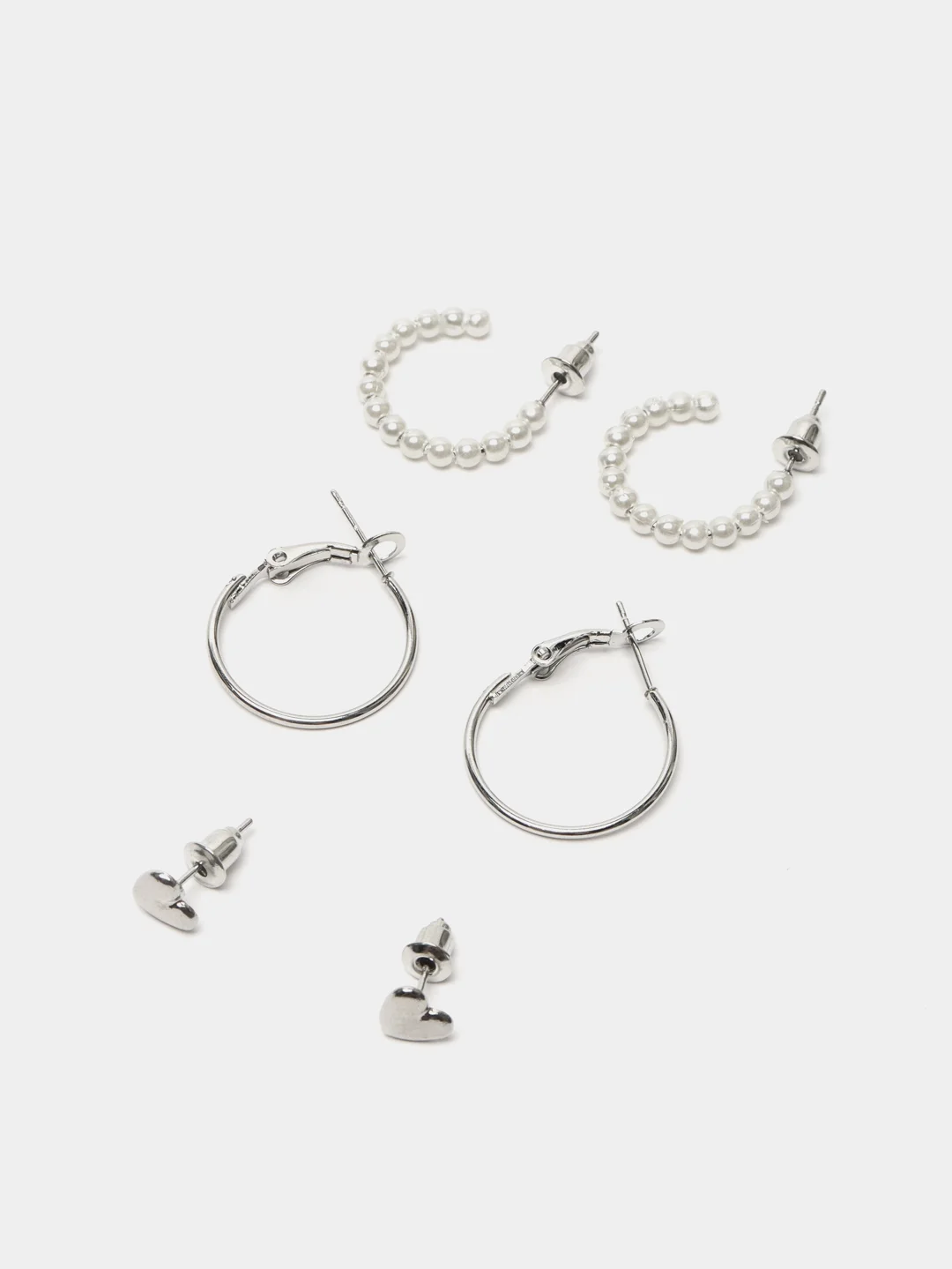 Серьги женские, набор сережек, гвоздики, кольца, сердечки
