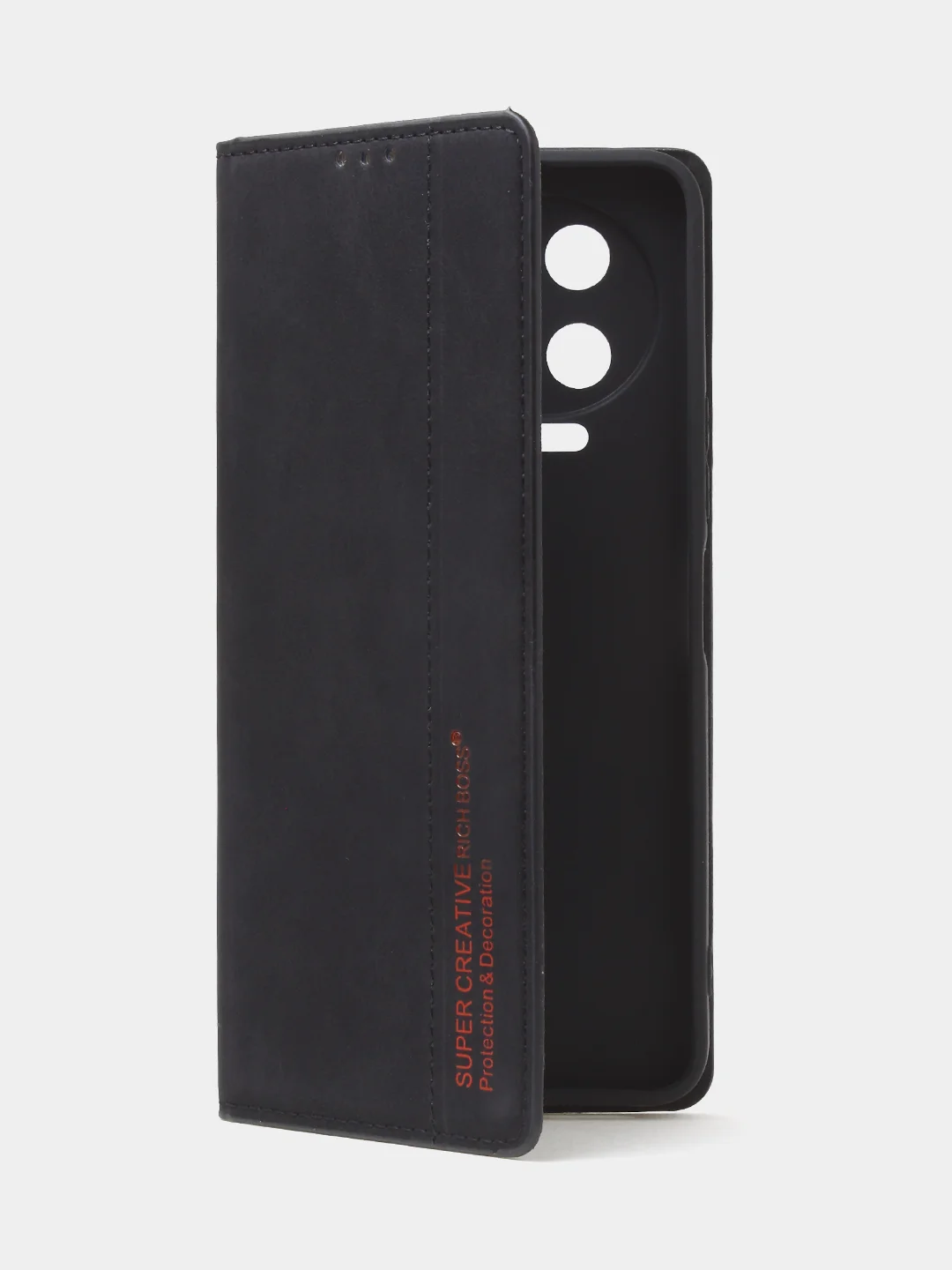 Черный чехол-книжка для Infinix Note 12 (2023)/ Infinix Note 12 Pro (4G) из нубука Super Creative