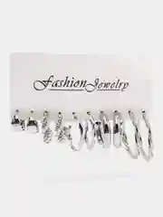 Серебряный набор женских сережек, 5 пар