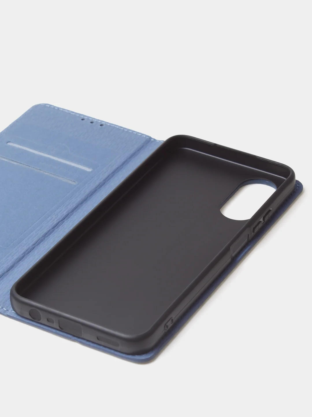 Синий чехол-книжка для Oppo A17 / Oppo A17K из нубука Super Creative
