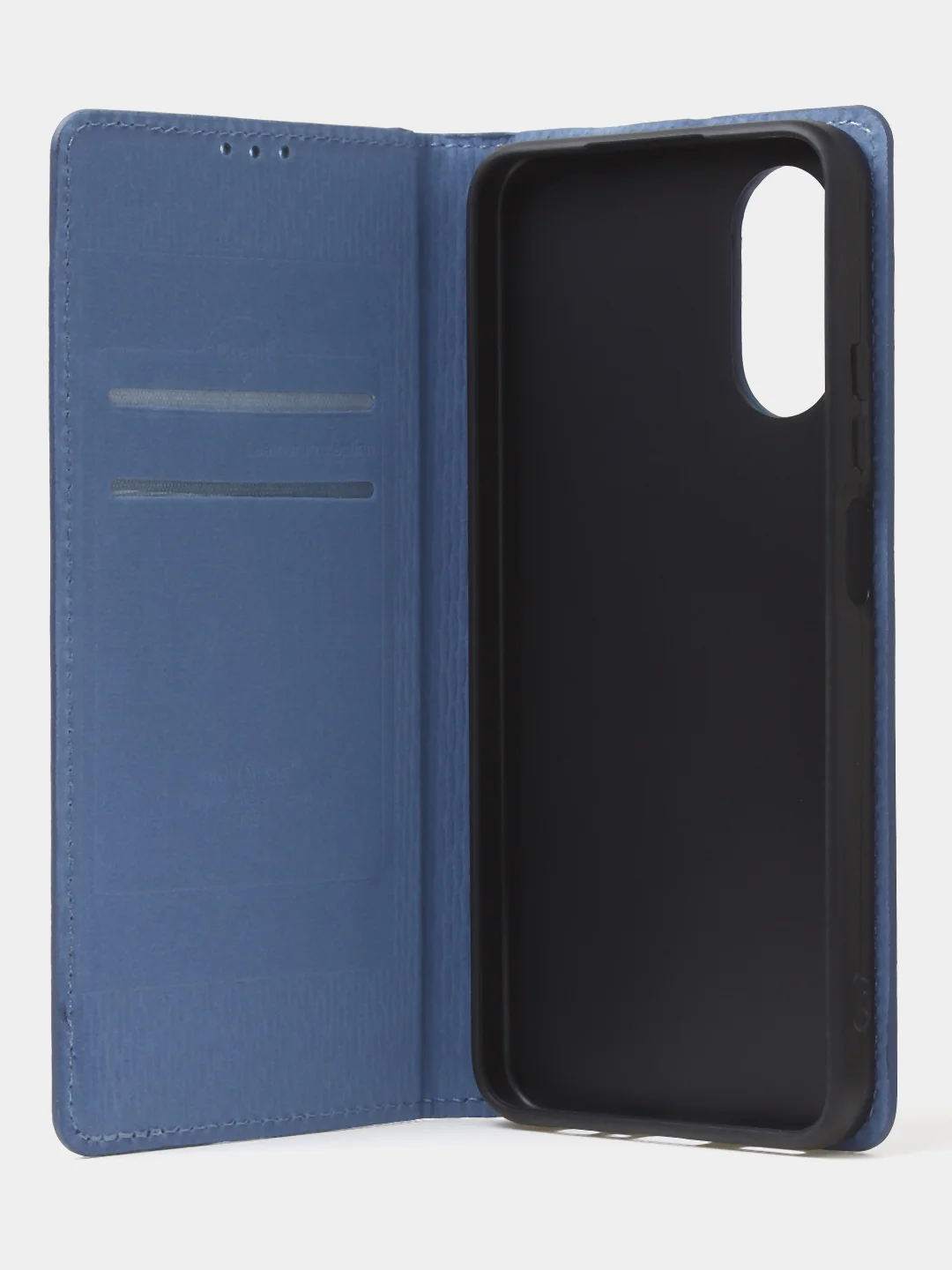 Синий чехол-книжка для Oppo A17 / Oppo A17K из нубука Super Creative