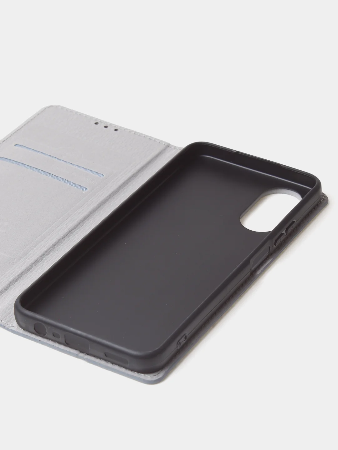 Тёмно-серый чехол-книжка для Oppo A17 / Oppo A17K из нубука Super Creative
