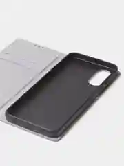 Тёмно-серый чехол-книжка для Oppo A17 / Oppo A17K из нубука Super Creative