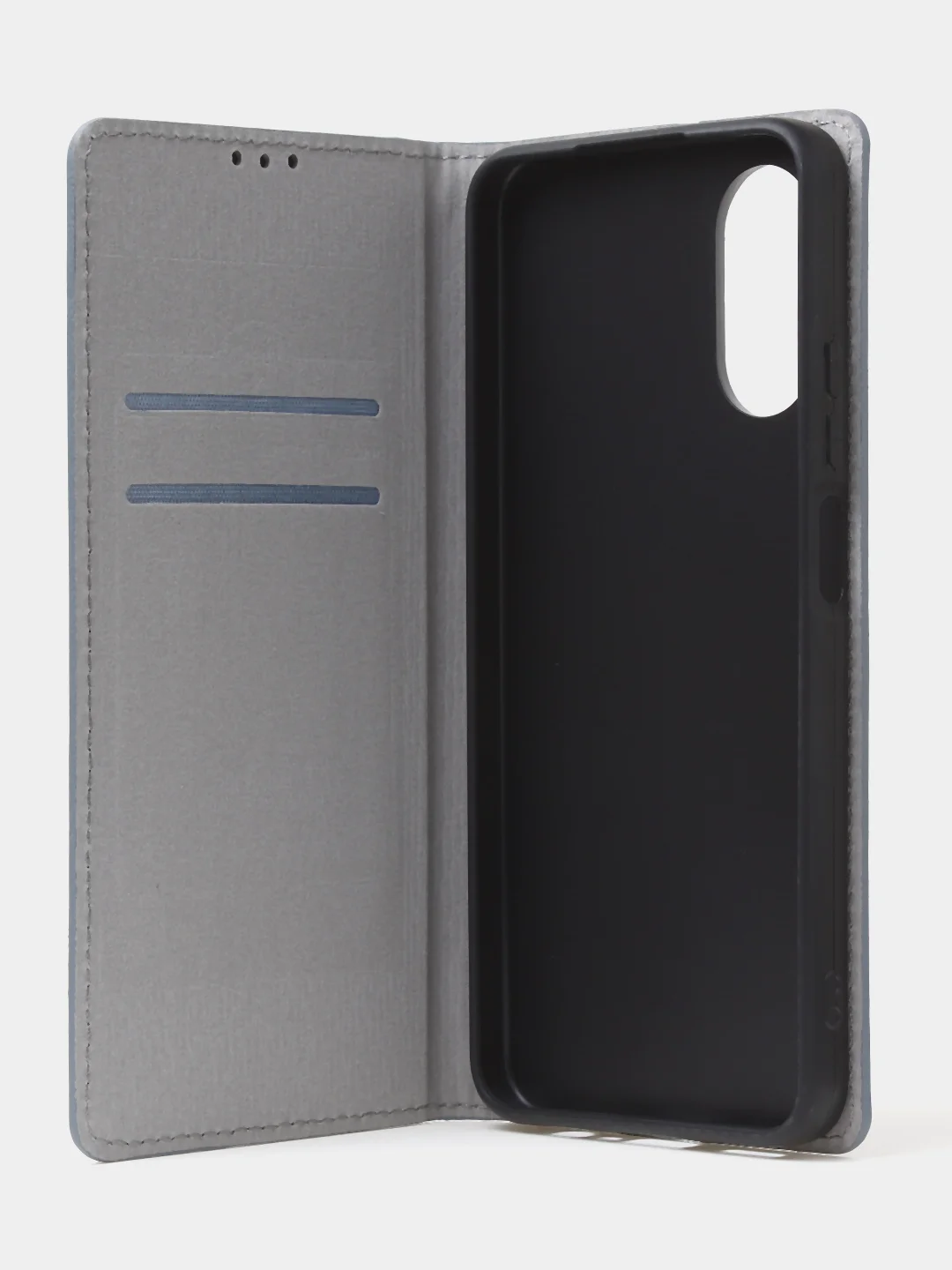 Тёмно-серый чехол-книжка для Oppo A17 / Oppo A17K из нубука Super Creative