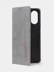 Тёмно-серый чехол-книжка для Oppo A17 / Oppo A17K из нубука Super Creative