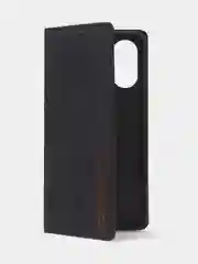 Черный чехол-книжка для Oppo A17 / Oppo A17K из нубука Super Creative