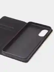 Черный чехол-книжка для Oppo A17 / Oppo A17K из нубука Super Creative