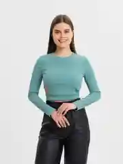 Бирюзовый топ с длинными рукавами