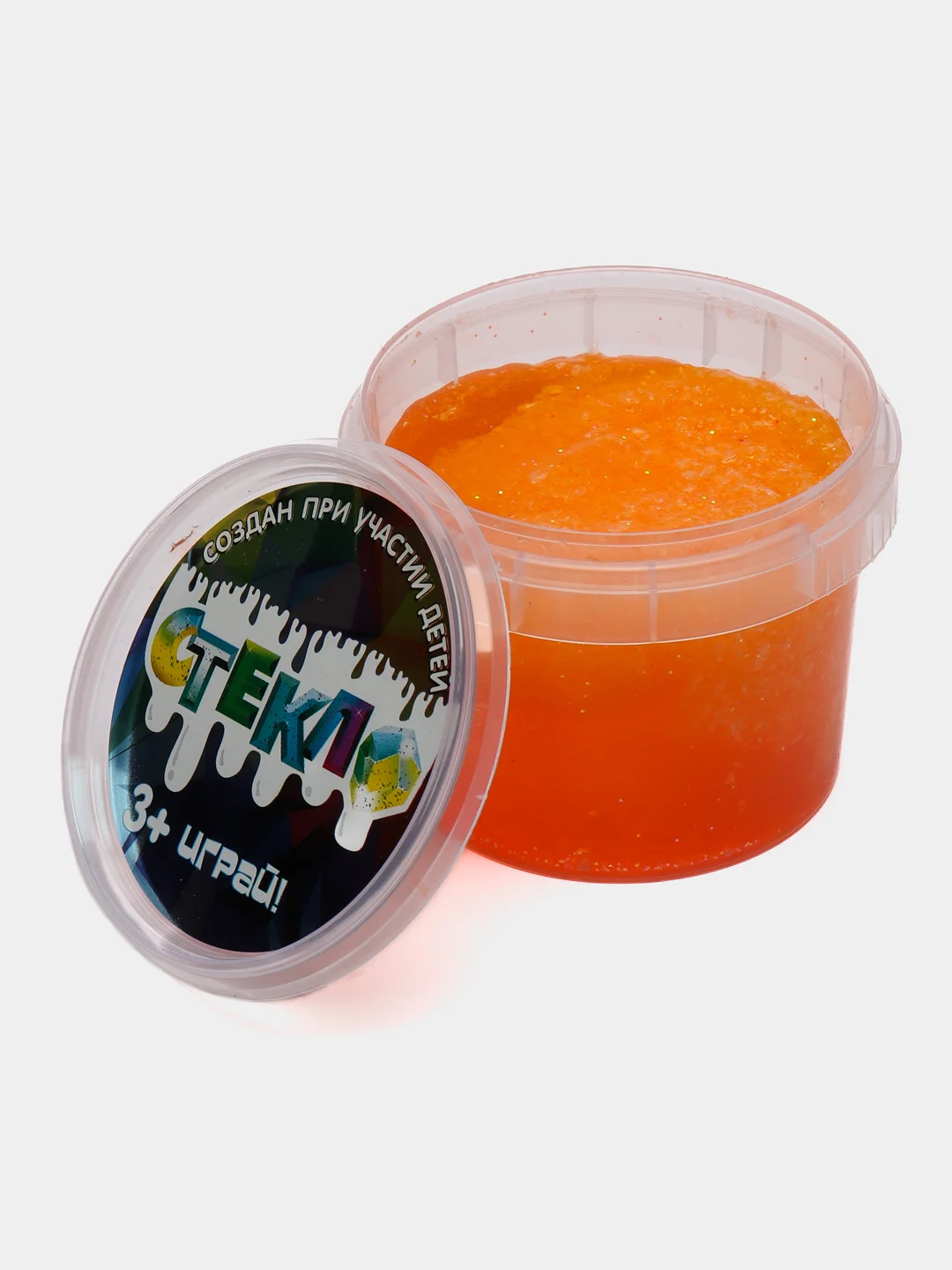 Оранжевый слайм "Стекло" FiZZ с блестками лизун