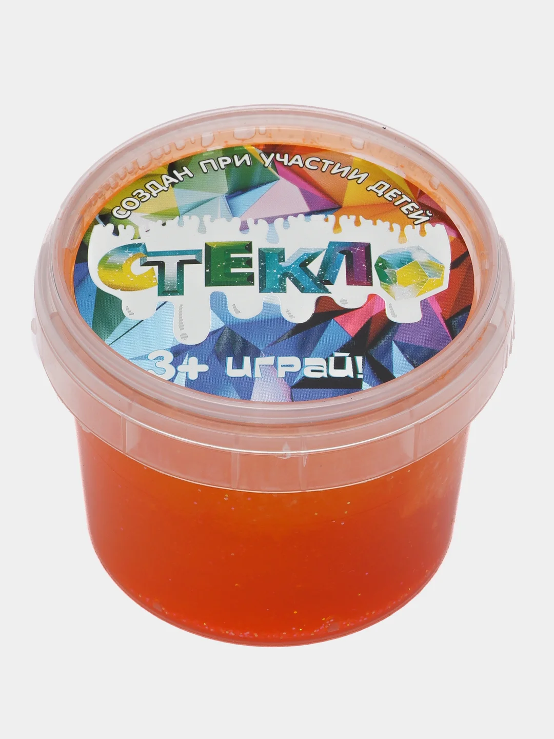 Оранжевый слайм "Стекло" FiZZ с блестками лизун