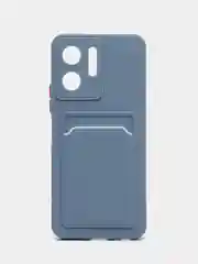 Синий меланж силиконовый чехол для Vivo Y16 (Виво У16), с карманом для карт
