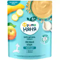 Каша детская ФрутоНяня овсяная с 6 месяцев, с бананом, яблоком , молочная, сухая, 200 г