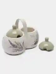 Оливковый сахарница, банка двойная, с ложками
