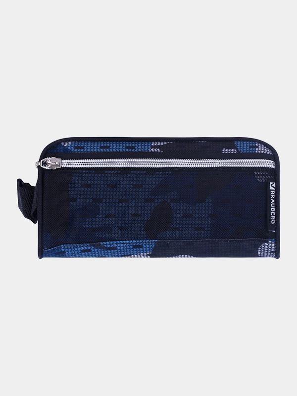 Пенал-косметичка BRAUBERG с ручкой, карман из сетки, полиэстер, Storm, 20х6х9 см, 229275