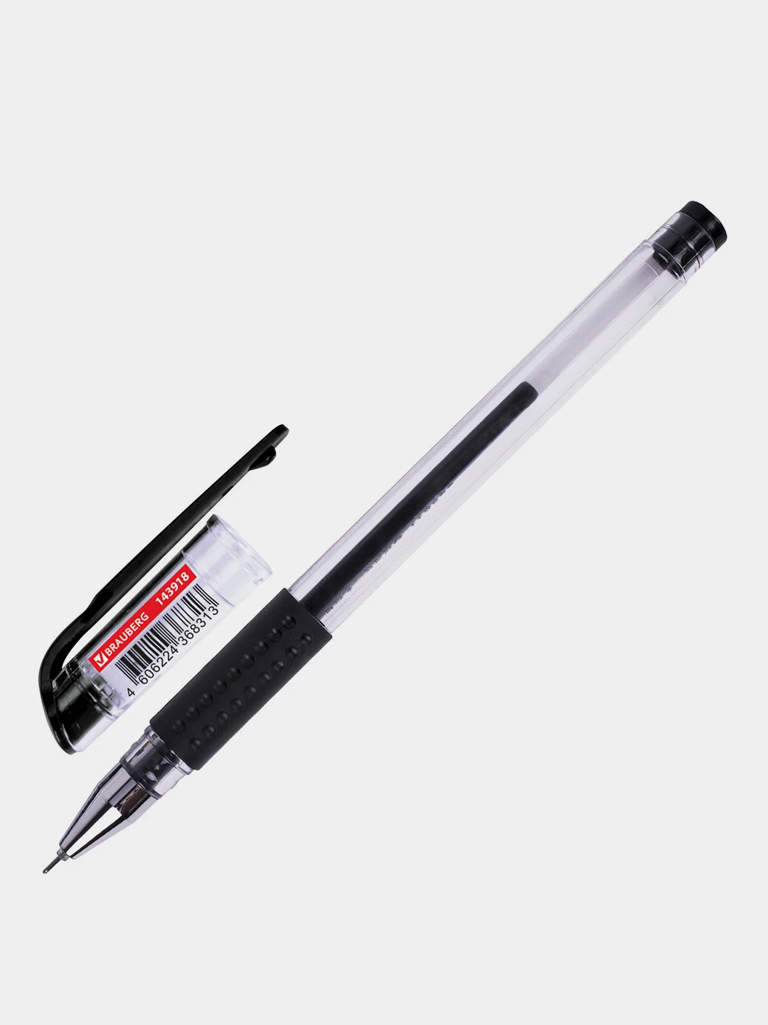 Ручка гелевая с грипом BRAUBERG "EXTRA GT NEEDLE", ЧЕРНАЯ, 12 шт., 143918