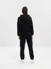 Черный спортивный костюм женский, на флисе, утепленный, оверсайз