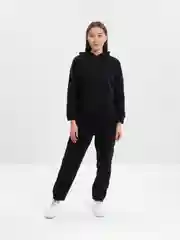 Черный спортивный костюм женский, на флисе, утепленный, оверсайз