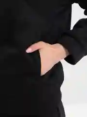Черный спортивный костюм женский, на флисе, утепленный, оверсайз