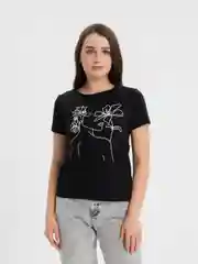 Черный футболка женская, с печатью
