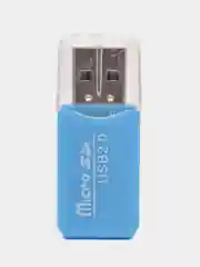 Голубой картридер для карт памяти формата micro SD до 512 Gb