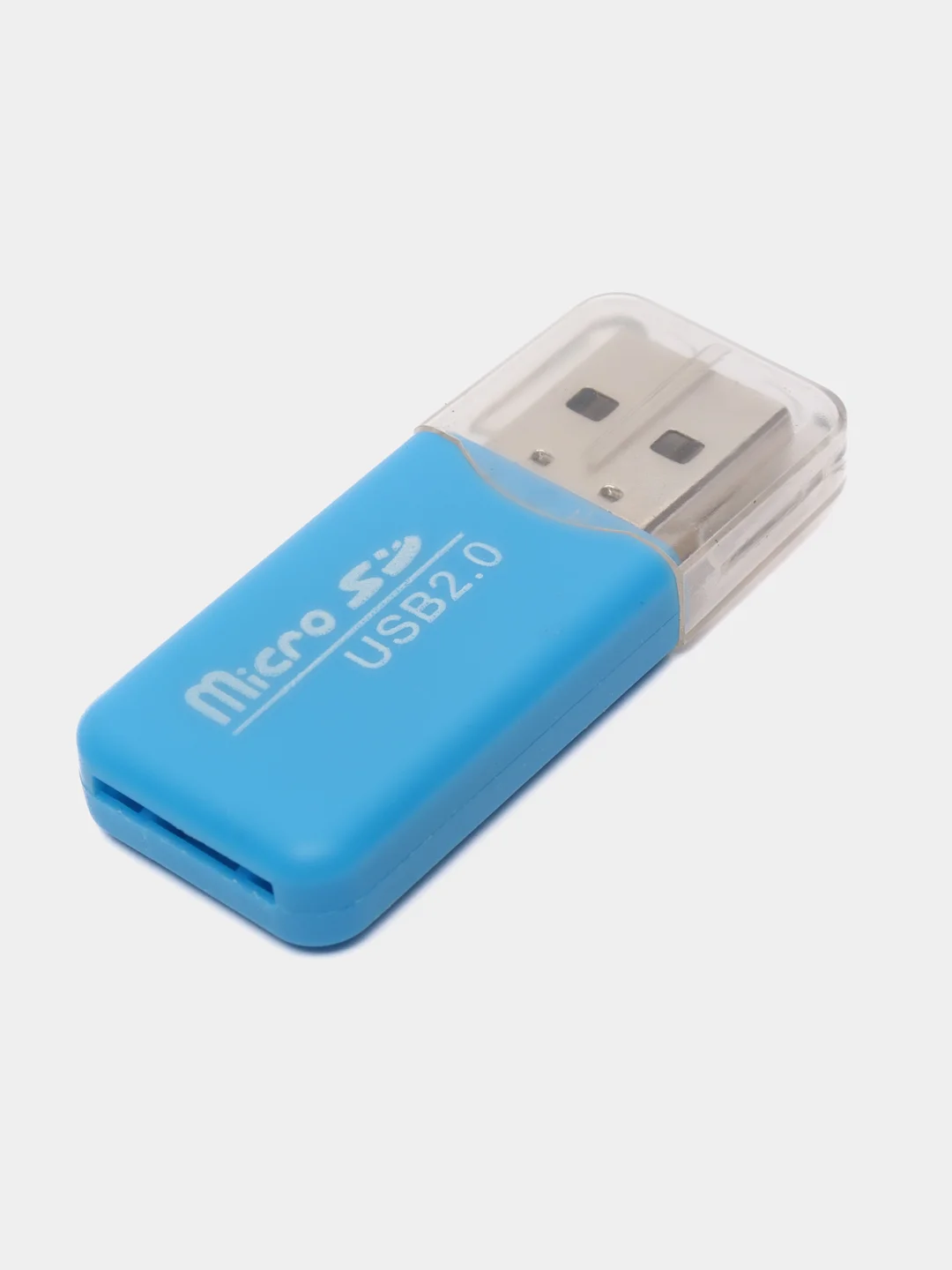 Голубой картридер для карт памяти формата micro SD до 512 Gb