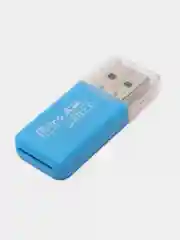 Голубой картридер для карт памяти формата micro SD до 512 Gb
